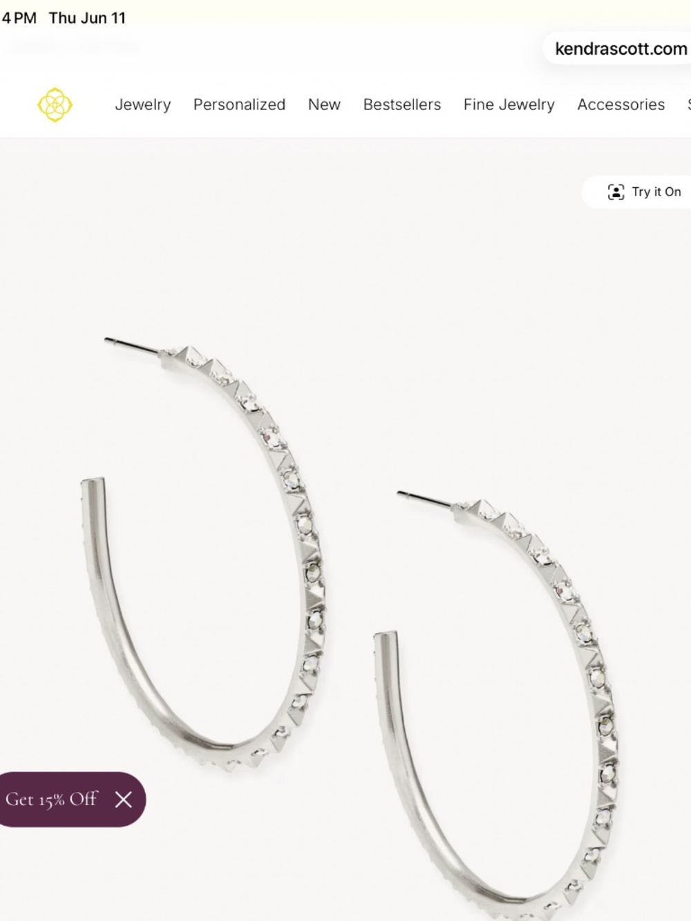 Kendra Scott Veronica Silver and Gold Hoop Earrings